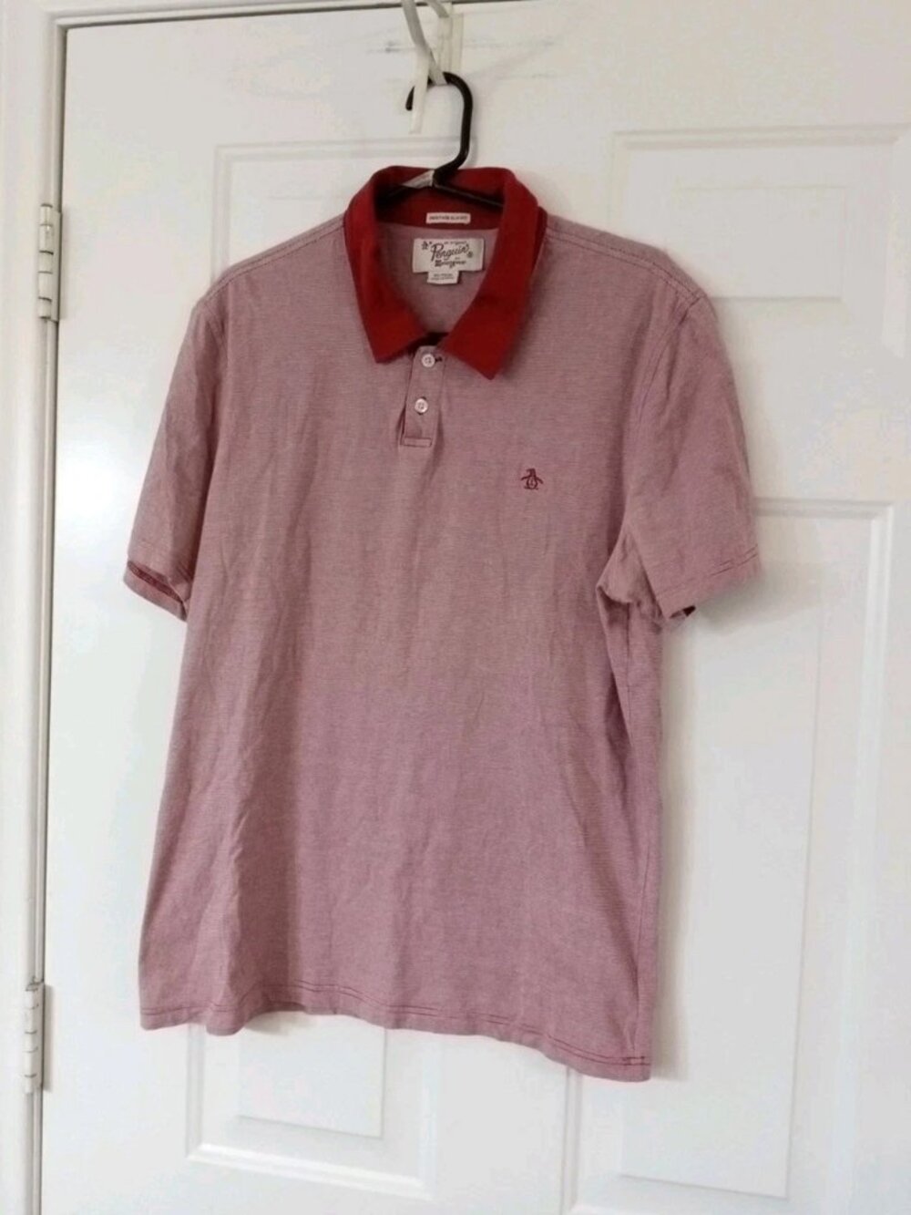 Original Penguin Munsingwear Men’s XL Slim Fit Red Striped Polo Shirt